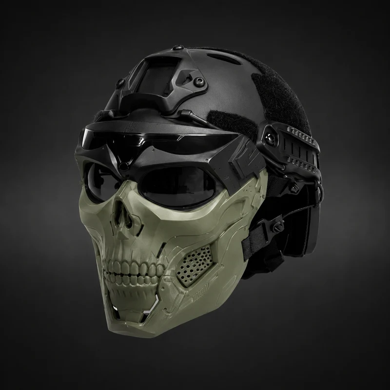 Halloween Tactical Skull Mask with Protective Goggles for a Protective Party
