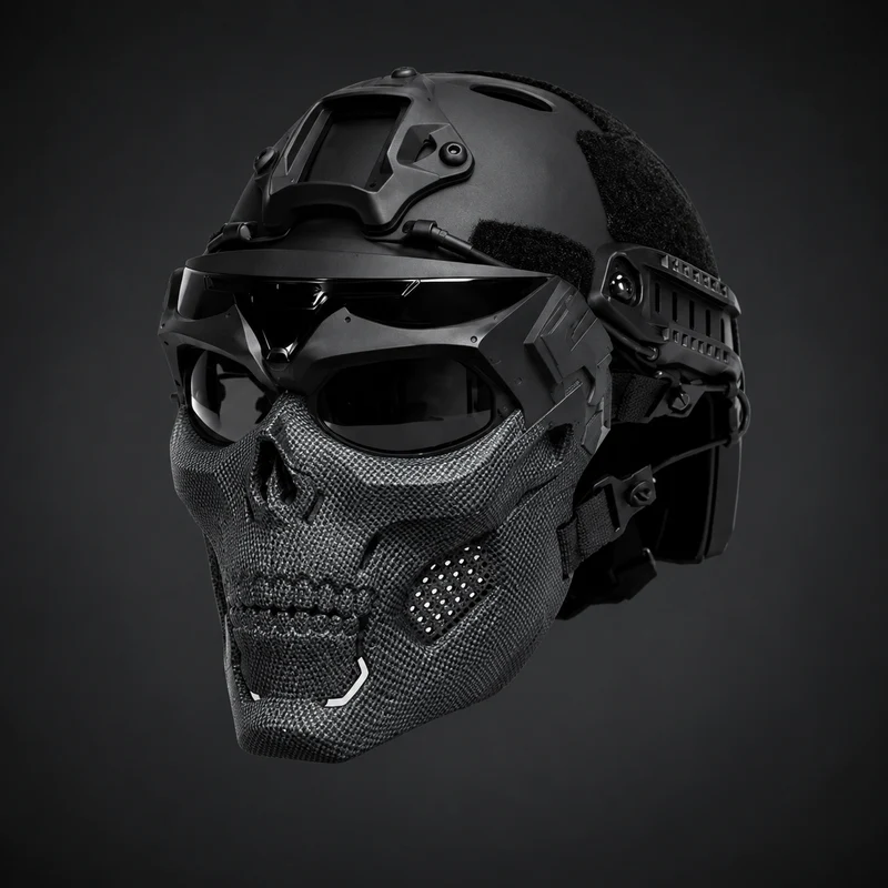 Halloween Tactical Skull Mask with Protective Goggles for a Protective Party