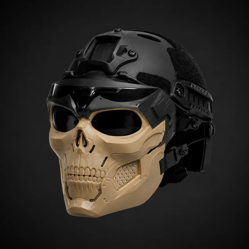 Halloween Tactical Skull Mask with Protective Goggles for a Protective Party