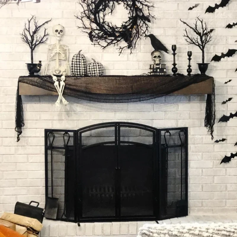 Halloween Black Spider Web Gauze Decoration for Home and Garden