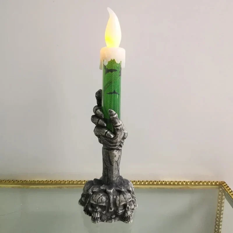 Halloween decoration LED skeleton candle with skulls, spooky decorative candle for parties and the garden