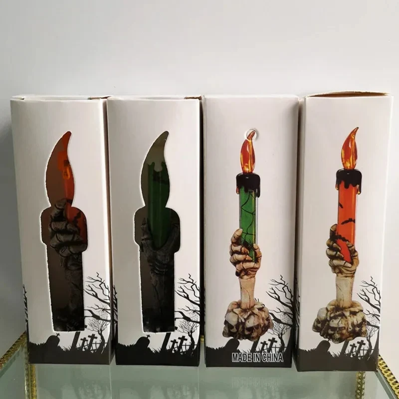 Halloween decoration LED skeleton candle with skulls, spooky decorative candle for parties and the garden
