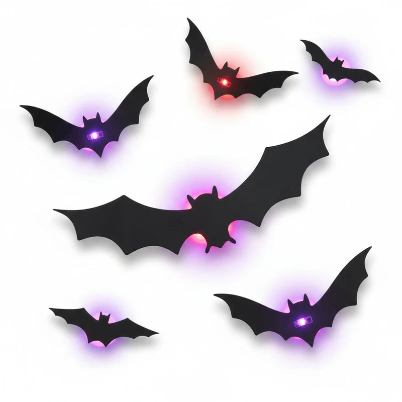 Halloween Decorative 3D Bat Decorations with LED Lighting for Indoors and Gardens