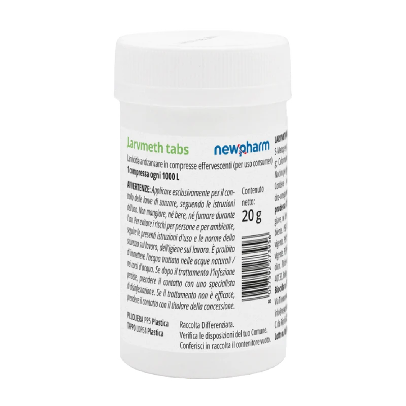 Insetticida larvicida per zanzare in compresse Newpharm Larvmeth Tabs 10 compresse