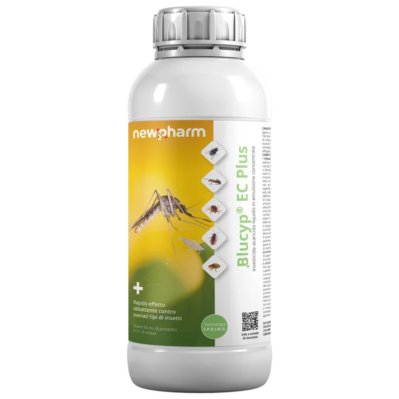 Insetticida acaricida concentrato per mosche, zanzare, blatte e formiche Newpharm Blucyp EC Plus 500 ml