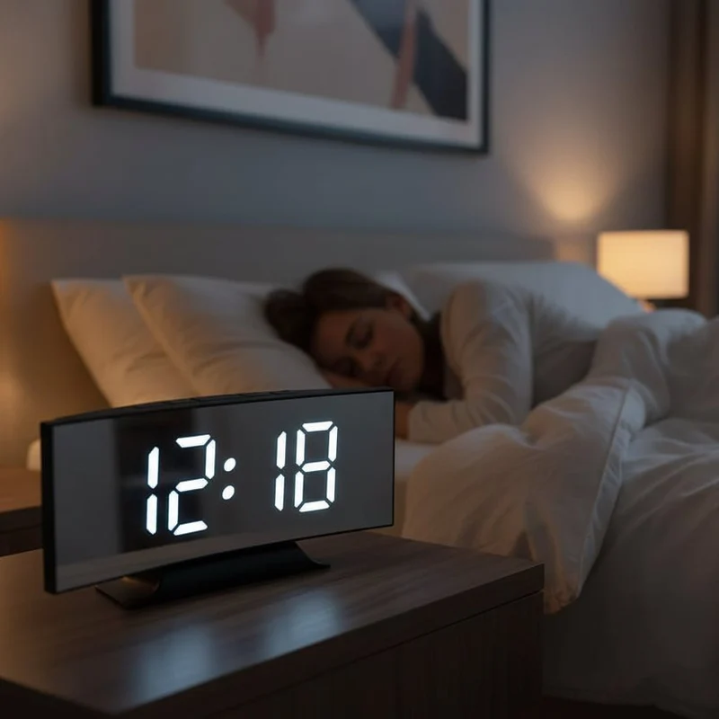 Digitale wekker – Groot ledscherm met spiegelafwerking en stil ontwerp