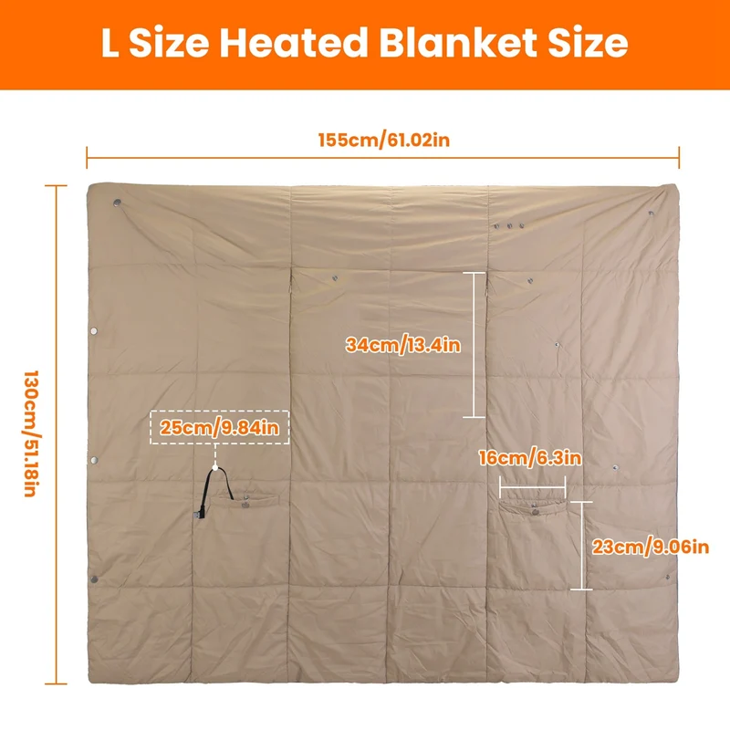 USB-Heated Electric Blanket with Poncho Function, Pockets, and Hand Openings