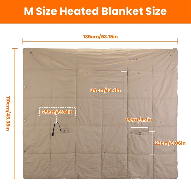 USB-Heated Electric Blanket with Poncho Function, Pockets, and Hand Openings