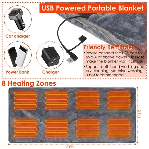 Electric Heated Blanket Poncho with USB Power and Adjustable Temperature