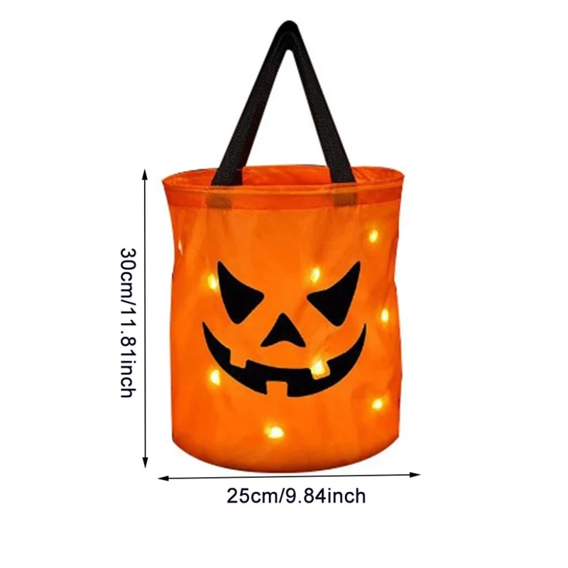 Halloween Laptop and Shoulder Bag for Women and Men with LED Lights and Glowing Pumpkin