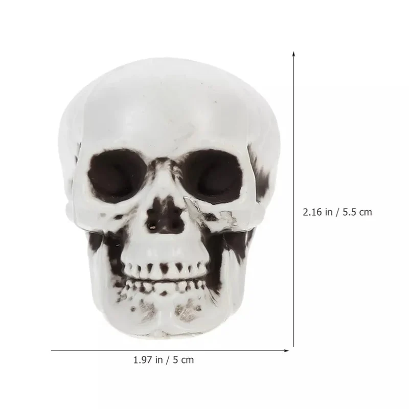 Halloween Home Décor Set of Miniature Plastic Skulls with an Aged Finish