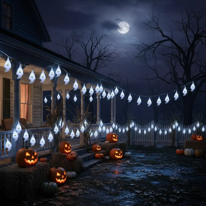 Halloween Ghost LED String Lights for Indoor and Outdoor Decoration