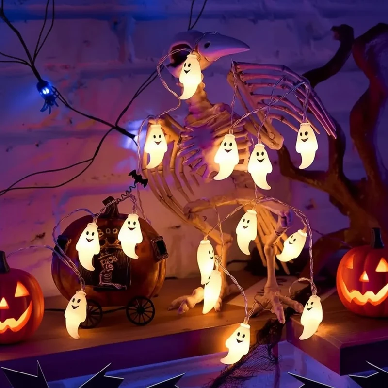 Halloween Ghost LED String Lights for Indoor and Outdoor Decoration