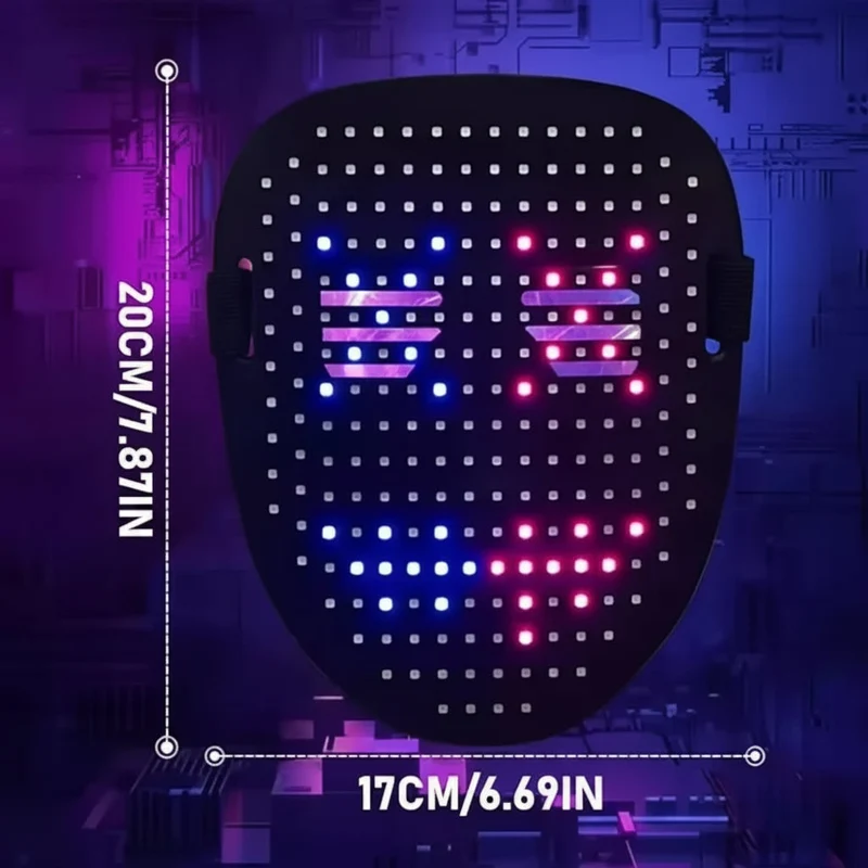 Halloween Gesture-Controlled LED Face Mask with Multicolored Light Effects
