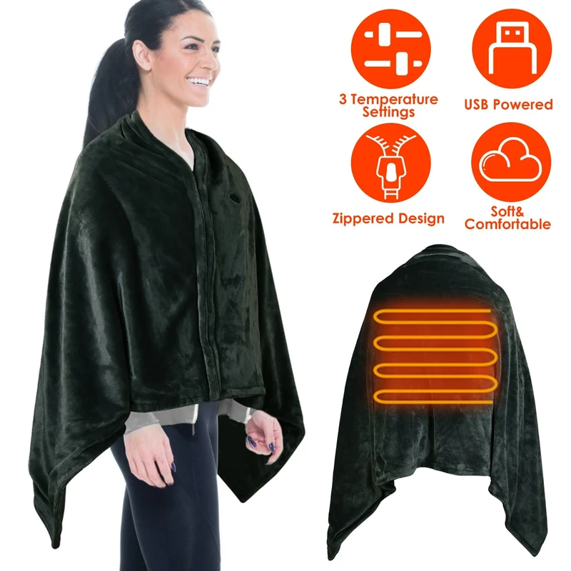 USB Heated Electric Blanket with Shoulder Fastener 150x80 cm 12V