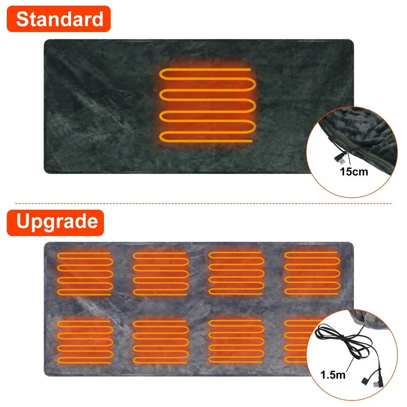 USB Heated Electric Blanket with Shoulder Fastener 150x80 cm 12V