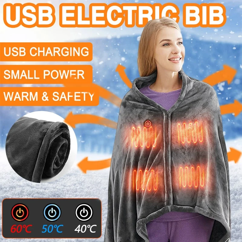 USB Heated Electric Blanket with Snaps and Temperature Control