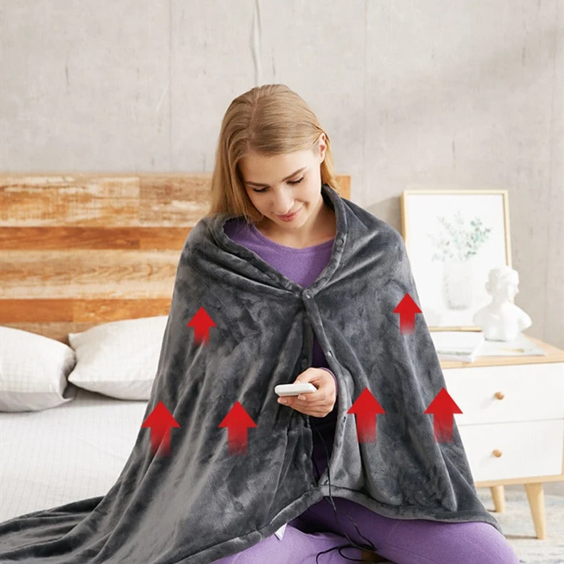 USB Heated Electric Blanket with Snaps and Temperature Control