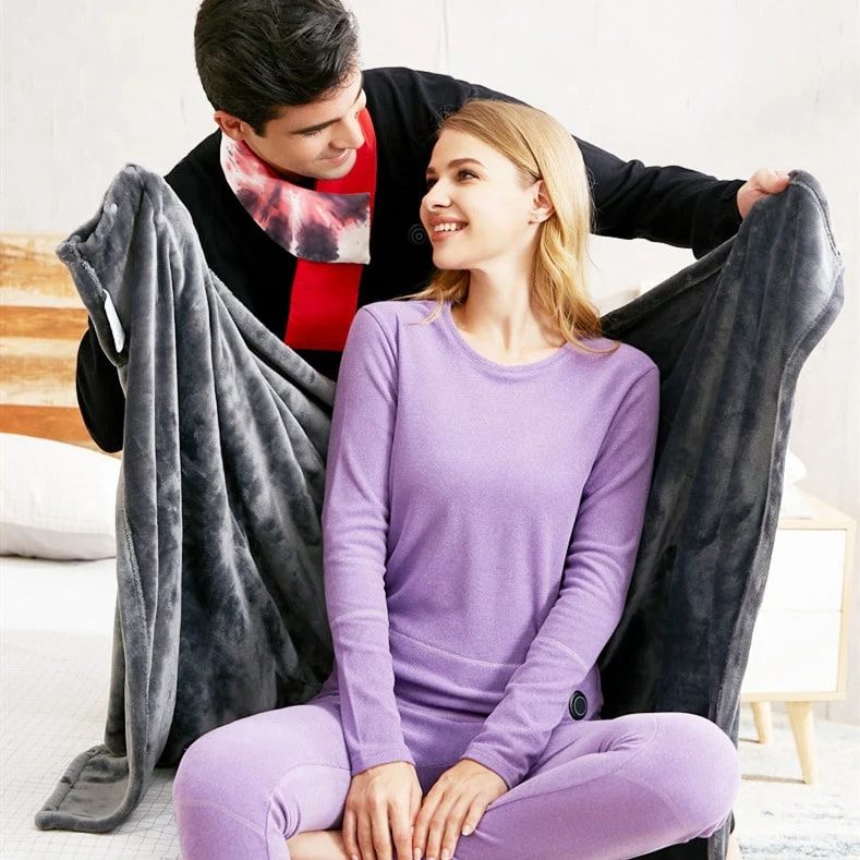 USB Heated Electric Blanket with Snaps and Temperature Control