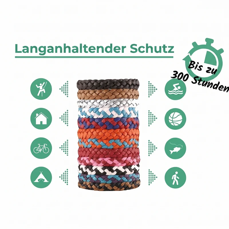 Natürliches Mückenarmband mit ätherischen Ölen — 12er-Pack