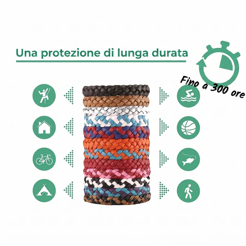 Braccialetto Antizanzare Naturale agli Oli Essenziali — Confezione da 12
