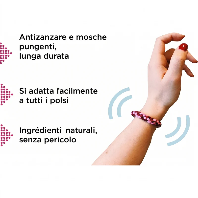 Braccialetto Antizanzare Naturale agli Oli Essenziali — Confezione da 12