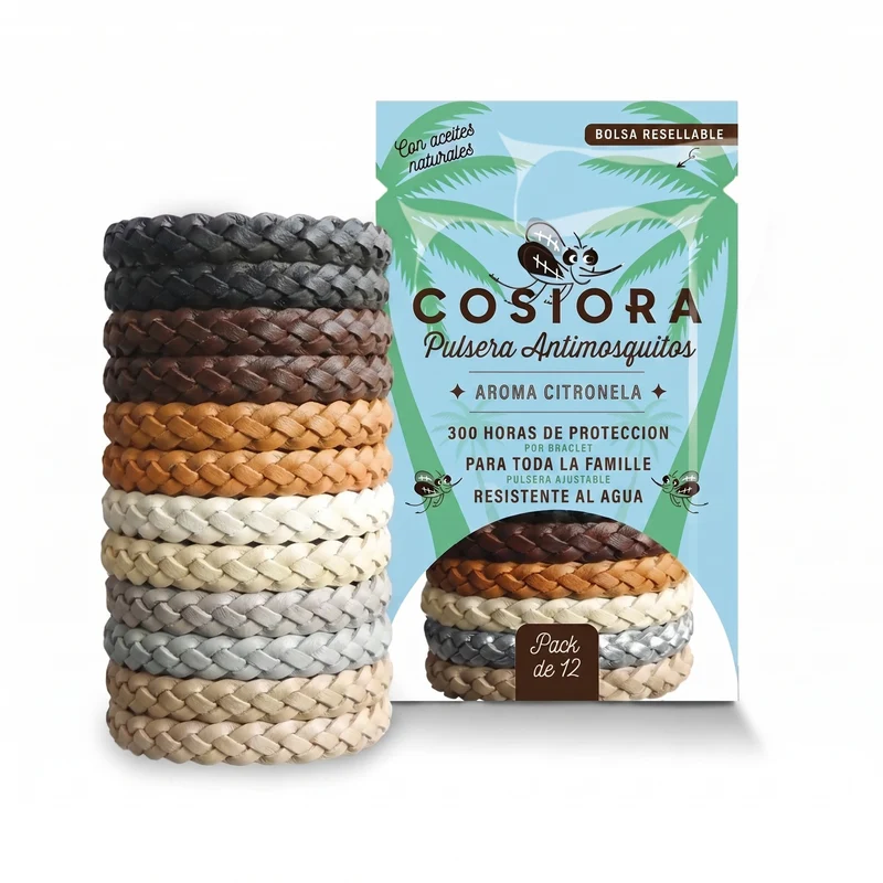 Pulsera Antimosquitos Natural con Aceites Esenciales — Pack de 12