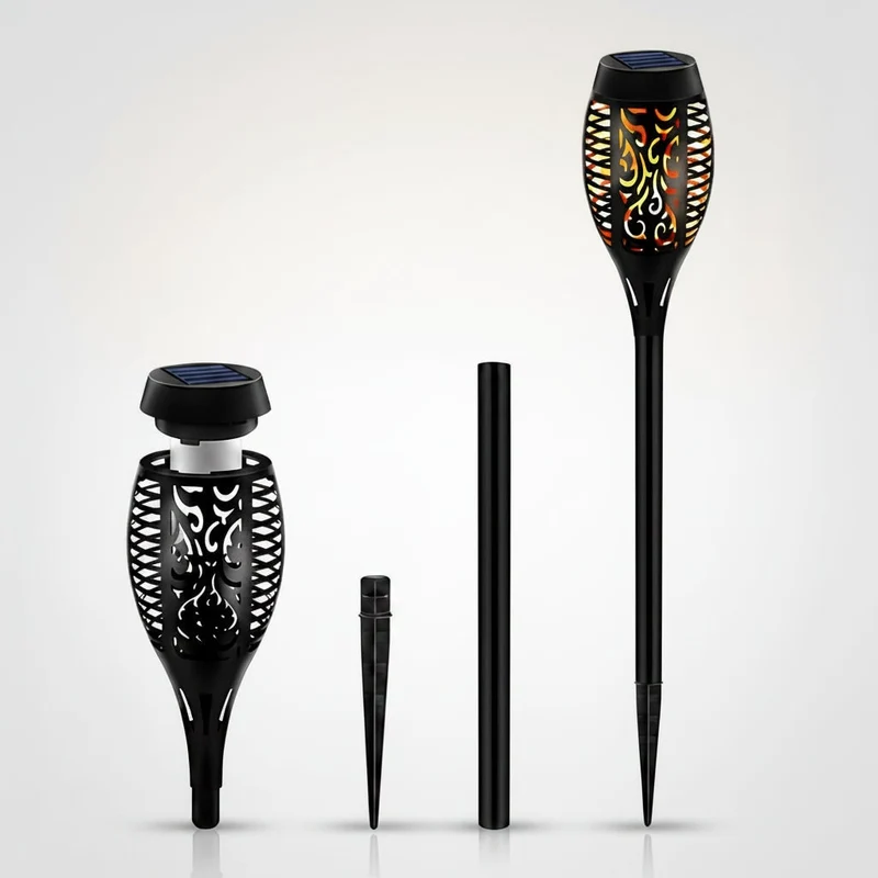 Halloween Solar Garden Lights, Torch with LED Flame Effect, Solar Balcony Lamp