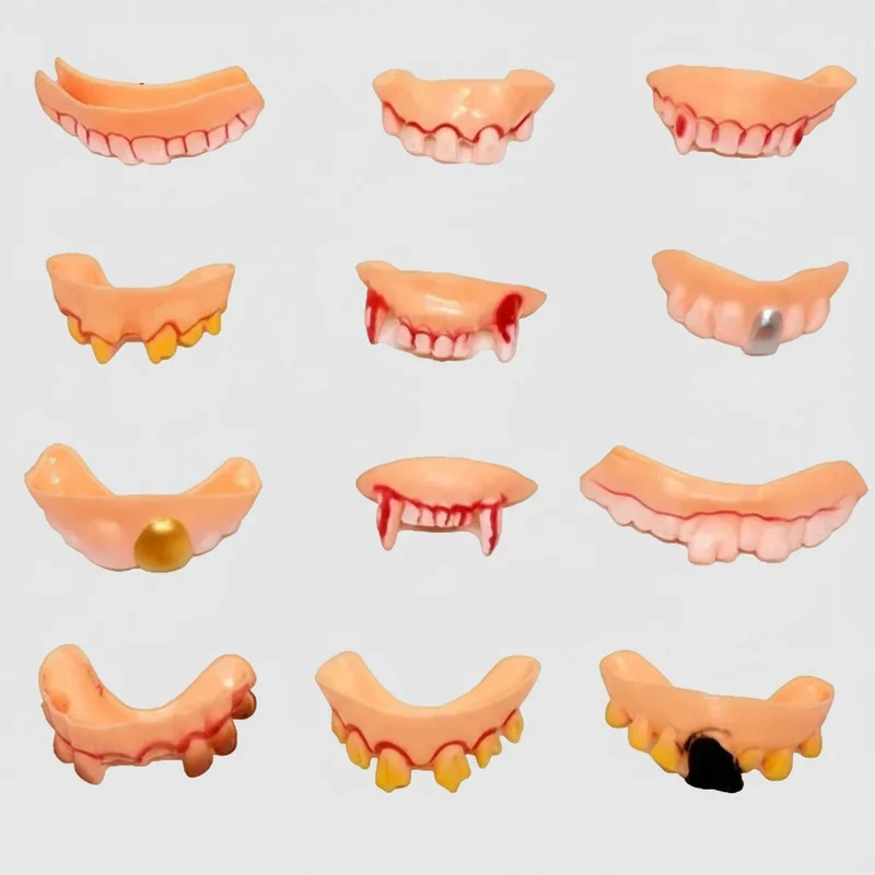 Halloween Fake Teeth and Flexible Vampire Fangs with Blood for a Costume