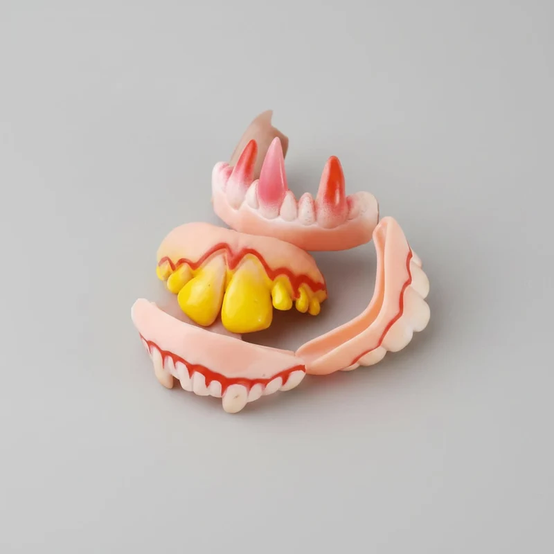 Halloween Fake Teeth and Flexible Vampire Fangs with Blood for a Costume