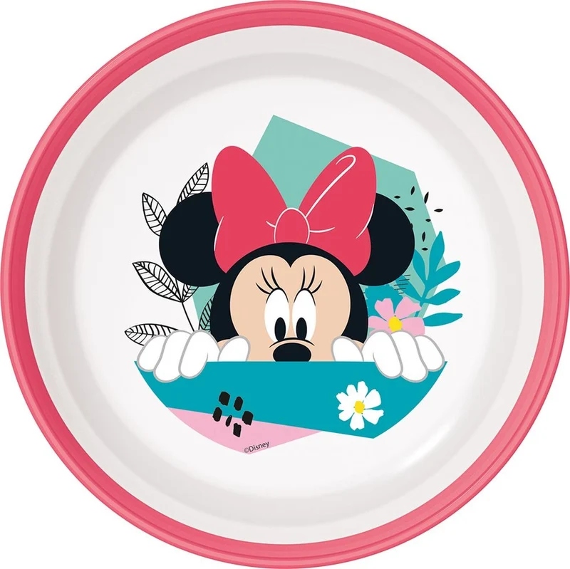 TATAWAY Disney ciotola rosa e bianca per bambine in plastica Minnie con base
