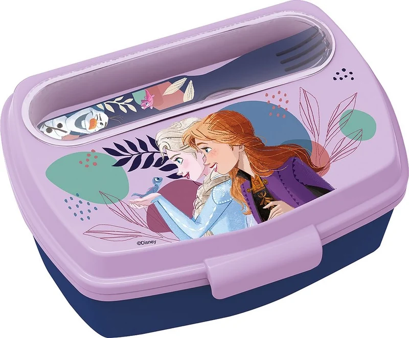 TATAWAY Disney Sandwich Box azzurra per bambine in plastica Frozen Elsa Anna