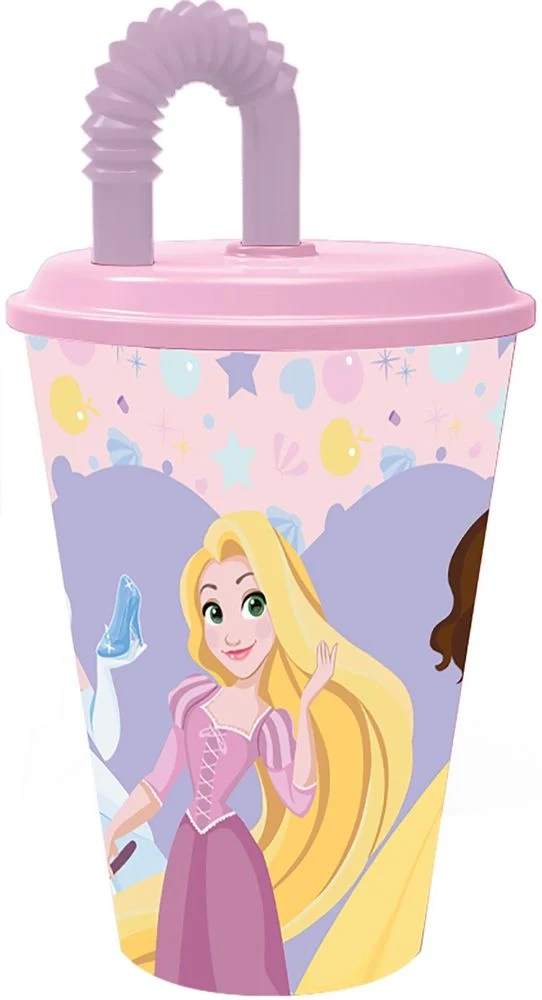 TATAWAY Disney Bicchiere rosa e lilla per in plastica Principesse Belle 430 ml