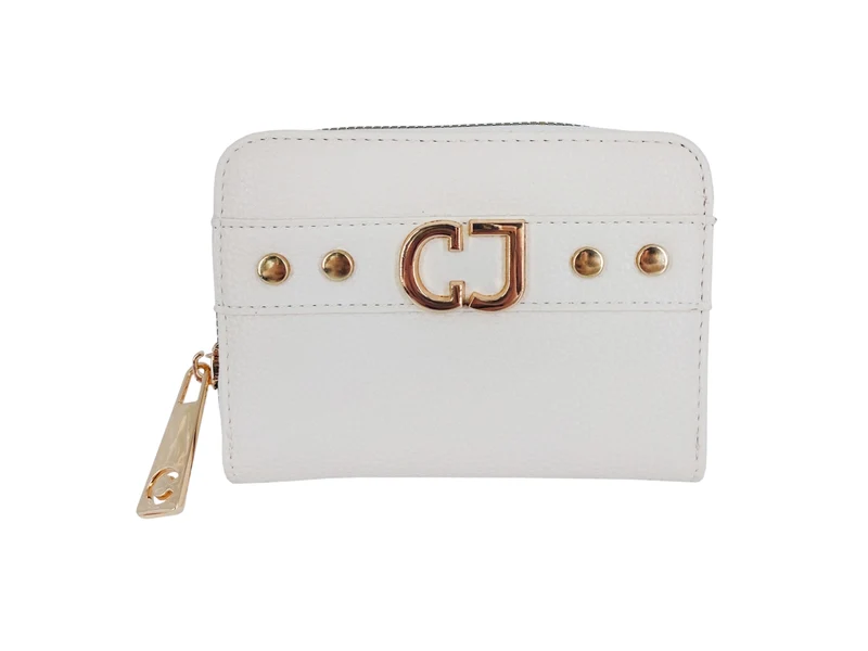 Portafoglio Carrera Bondi a due ante piccolo con zip perimetrale beige