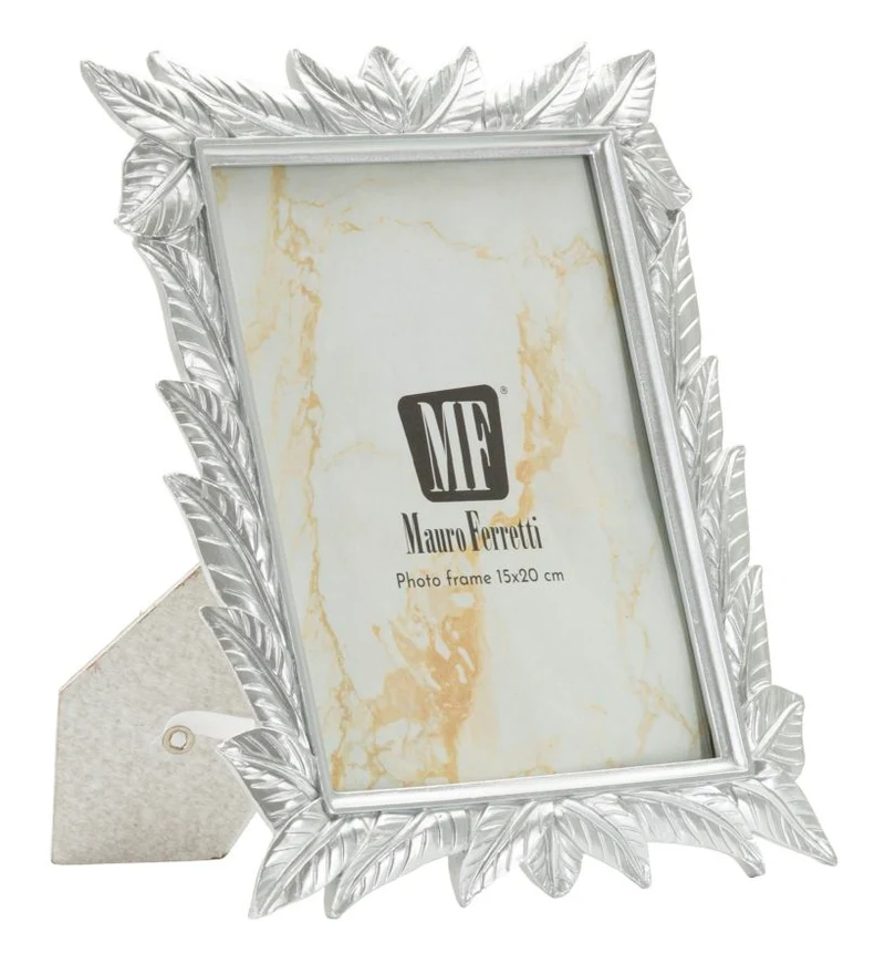 Cornice Leavy Silver 21,2x1,7x26,8 cm in Resina e Vetro Argento
