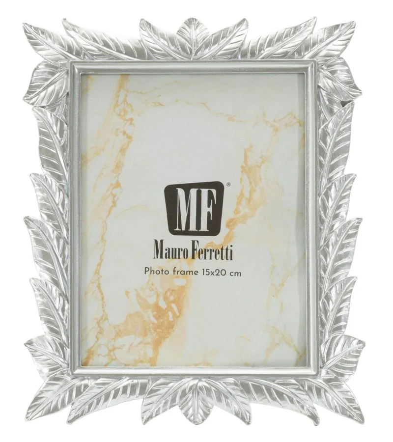 Cornice Leavy Silver 21,2x1,7x26,8 cm in Resina e Vetro Argento
