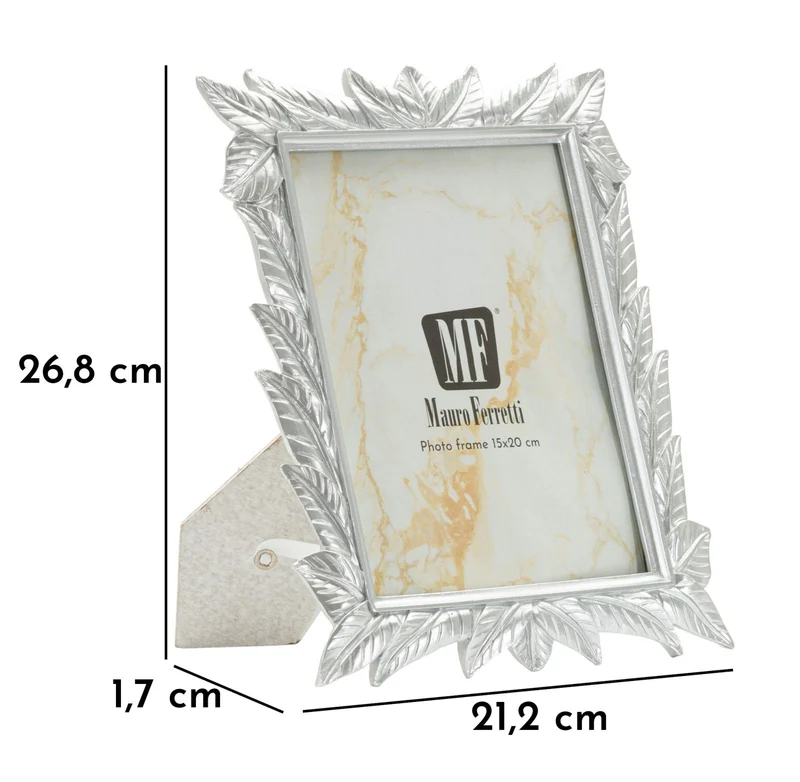 Cornice Leavy Silver 21,2x1,7x26,8 cm in Resina e Vetro Argento