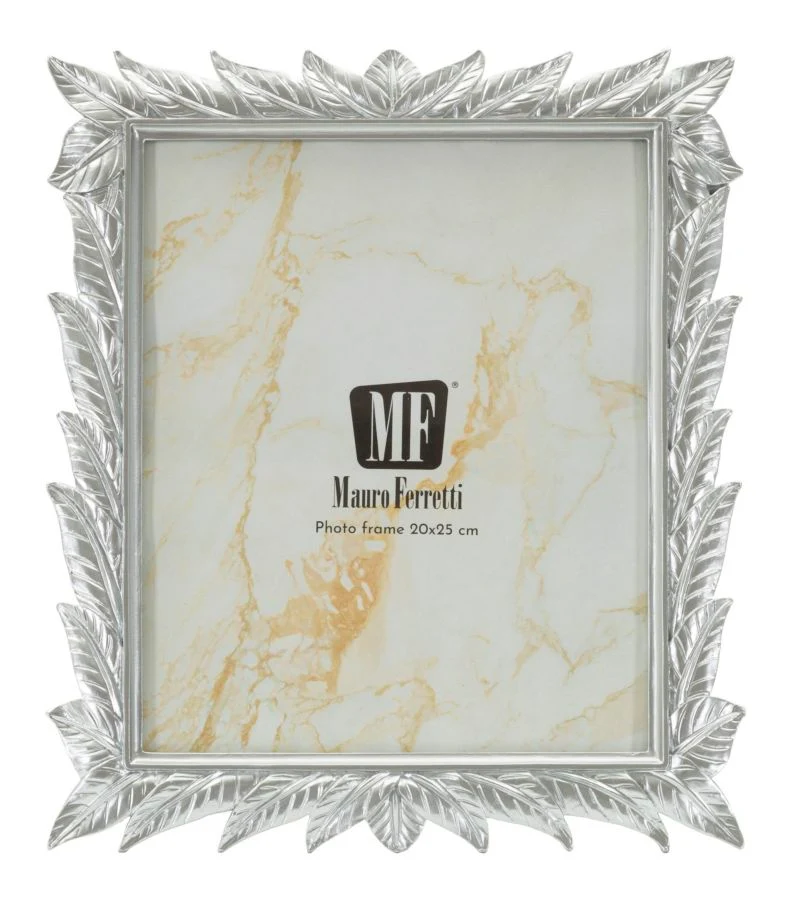 Cornice Leavy Silver 27x2x32,3 cm in Resina e Vetro Argento
