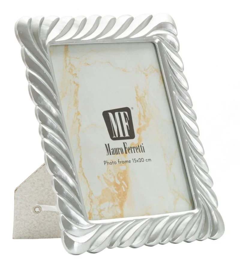 Cornice Carvy 21,3x1,5x26,3 cm in Resina e Vetro Argento