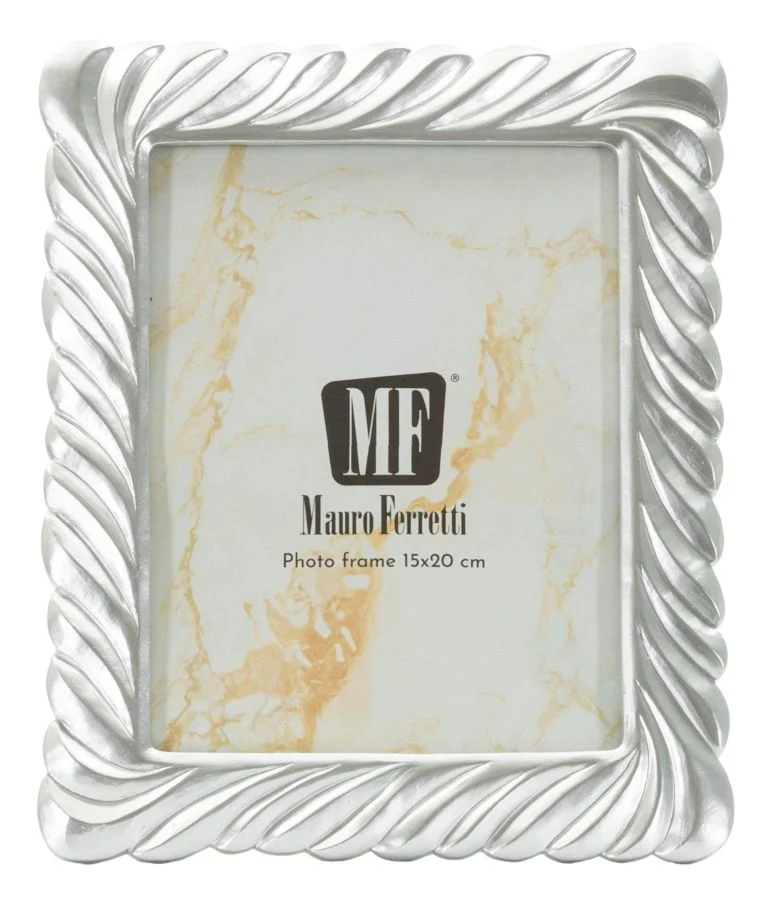 Cornice Carvy 21,3x1,5x26,3 cm in Resina e Vetro Argento