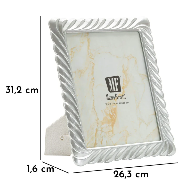 Cornice Carvy 26,3x1,6x31,2 cm in Resina e Vetro Argento