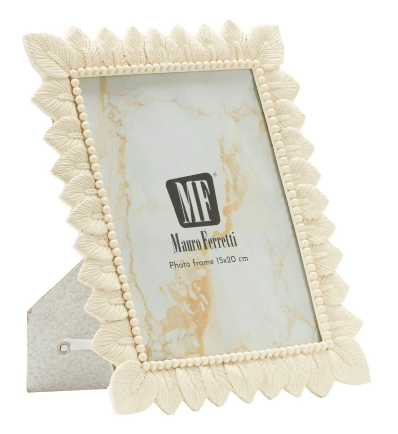 Cornice Light Leaf 21,3x1,7x26,5 cm in Resina e Vetro Crema