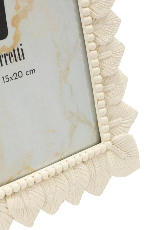Cornice Light Leaf 21,3x1,7x26,5 cm in Resina e Vetro Crema