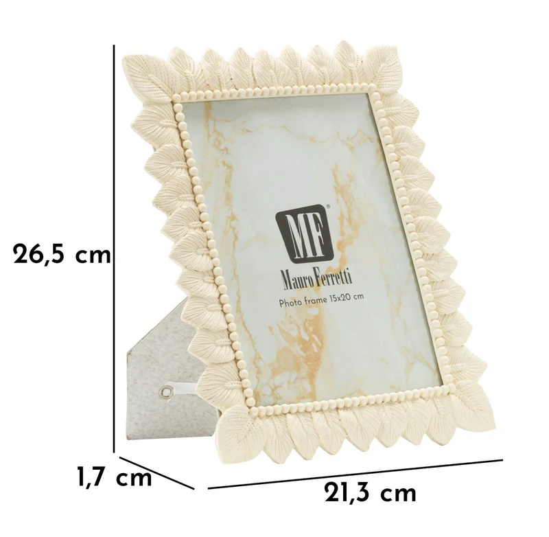 Cornice Light Leaf 21,3x1,7x26,5 cm in Resina e Vetro Crema
