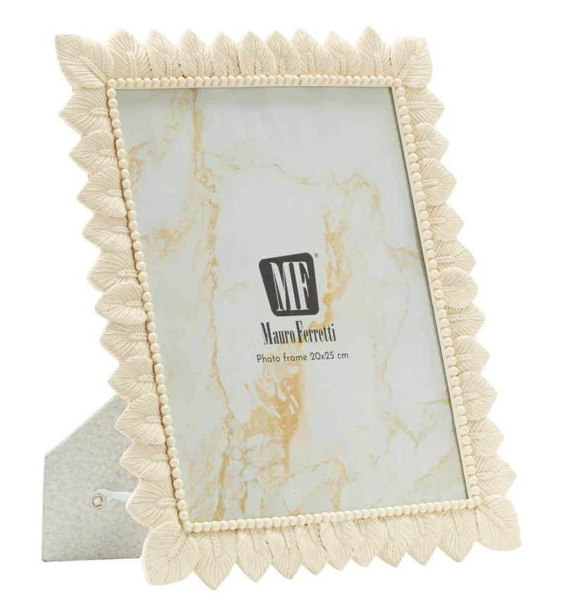 Cornice Light Leaf 26,9x1,8x31,8 cm in Resina e Vetro Crema