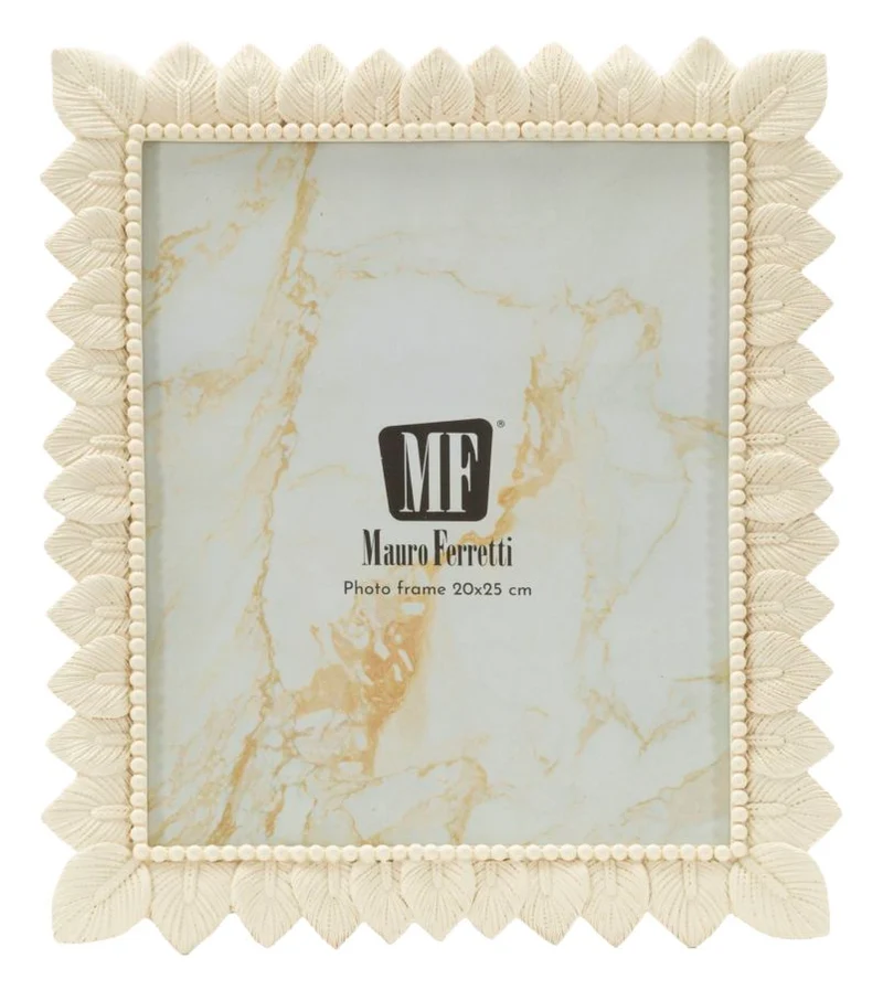 Cornice Light Leaf 26,9x1,8x31,8 cm in Resina e Vetro Crema