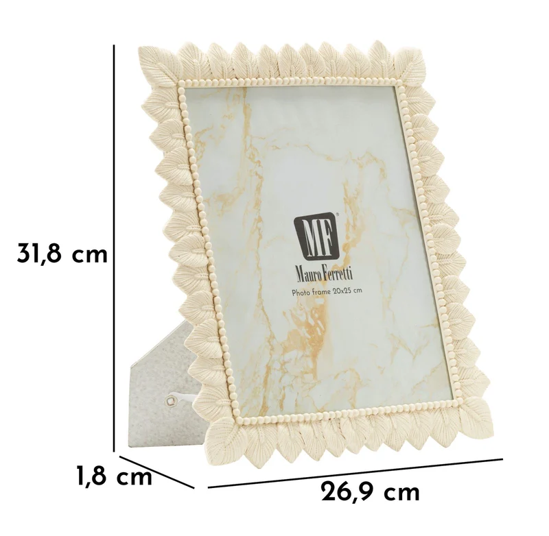 Cornice Light Leaf 26,9x1,8x31,8 cm in Resina e Vetro Crema