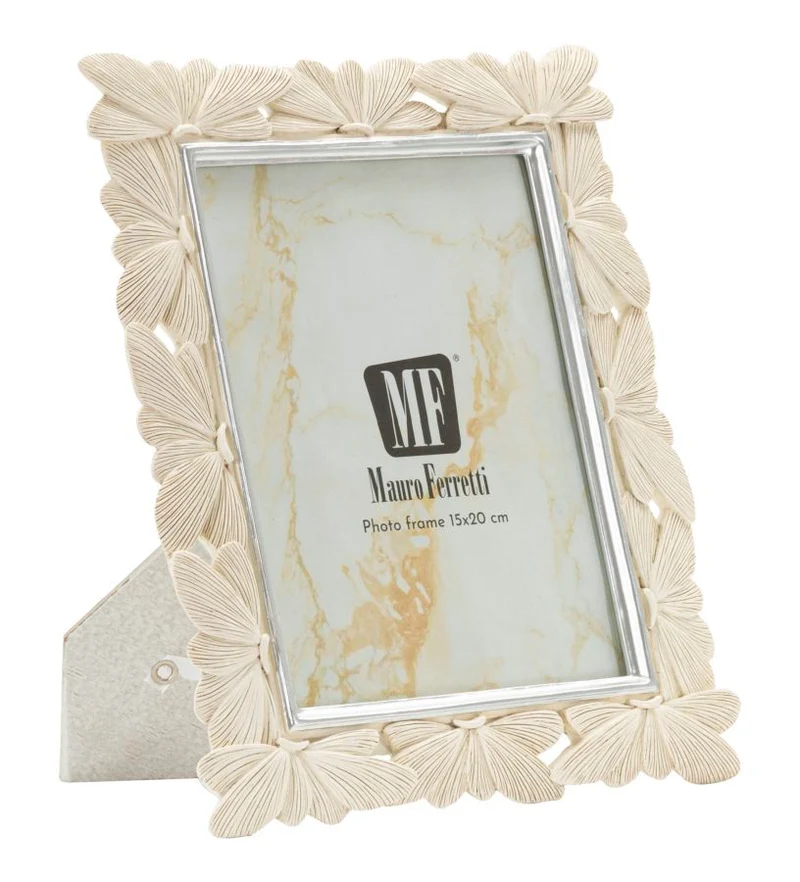 Cornice Butterfly 23x2x27,7 cm in Resina e Vetro Crema