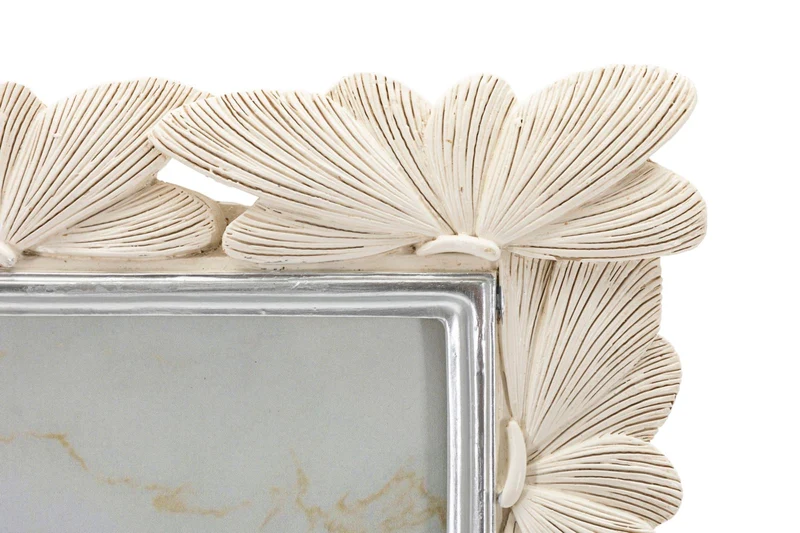 Cornice Butterfly 23x2x27,7 cm in Resina e Vetro Crema
