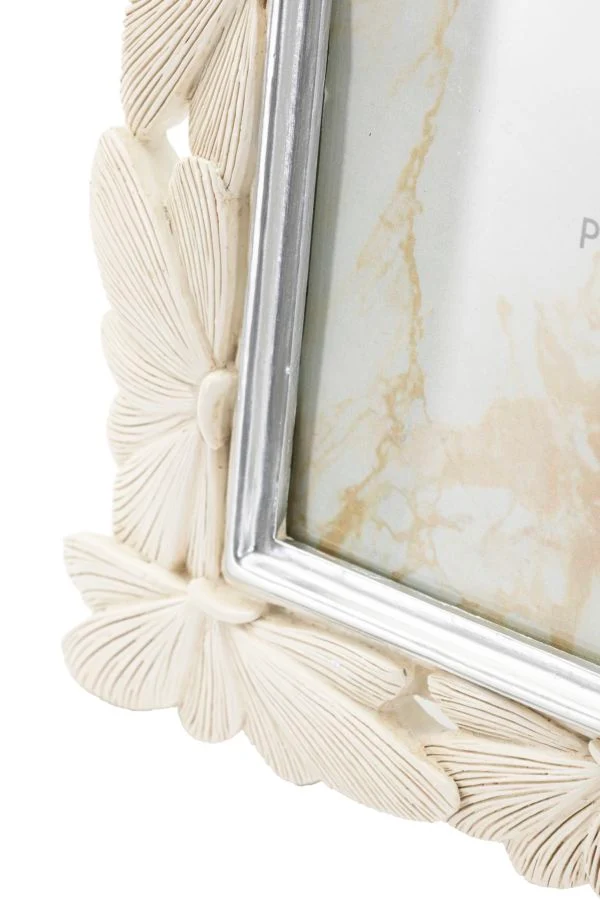 Cornice Butterfly 23x2x27,7 cm in Resina e Vetro Crema